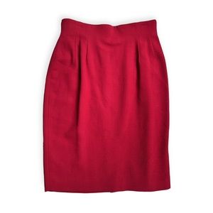 Emanuel Ungaro Red High Waisted Pencil Skirt, 100% Wool, sz 4